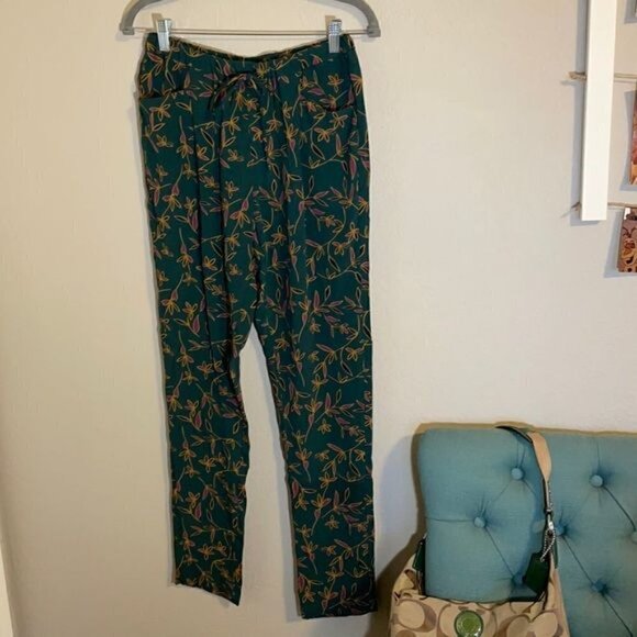NWT See U Soon Anthropologie Green Purple Floral Trouser Pants Office Sz 4 - Picture 3 of 10